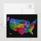 United States Typography Text Map Briefkaart (Voorkant / Achterkant)