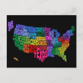 United States Typography Text Map Briefkaart (Voorkant)