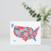 United States Typography Text Map Briefkaart (Staand voorkant)