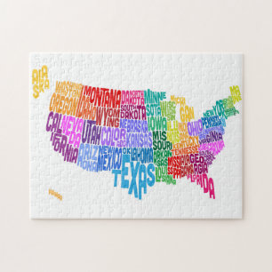 United States Typography Text Map Legpuzzel