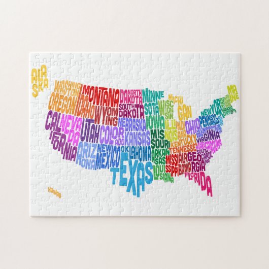 United States Typography Text Map Legpuzzel (Horizontaal)