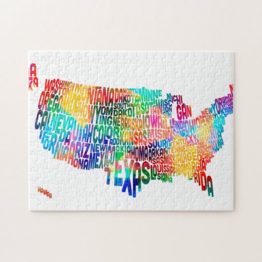 United States Typography Text Map Legpuzzel (Horizontaal)