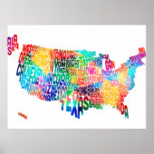 United States Typography Text Map Poster (Voorkant)
