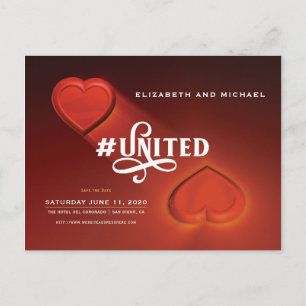 #United, twee harten, bewaar het datum Briefkaart