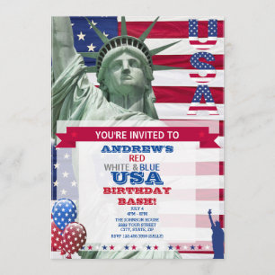 United USA Birthday Invitation Kaart