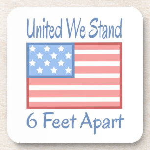 United We staan 6 feet naast de Amerikaanse vlag Bier Onderzetter
