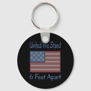 United We staan 6 feet naast de Amerikaanse vlag Sleutelhanger