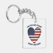 United We staan op patriottisch Sleutelhanger (Voorkant Links)