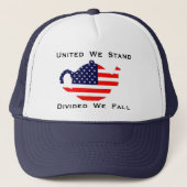 United we staan verdeeld We Herfsten patriottisch  Trucker Pet (Voorkant)