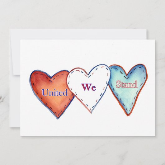 United we stand American Hearts Invite Kaart (Voorkant)