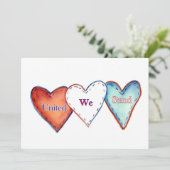 United we stand American Hearts Invite Kaart (Staand voorkant)