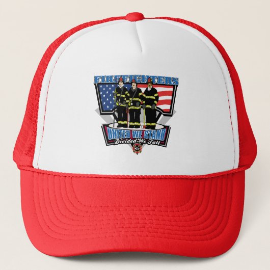 United We stand brandweerlieden Trucker Pet (Voorkant)