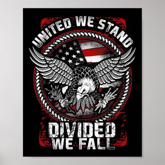 United We Stand Divided We Herfst - Patriottische  Poster (Voorkant)
