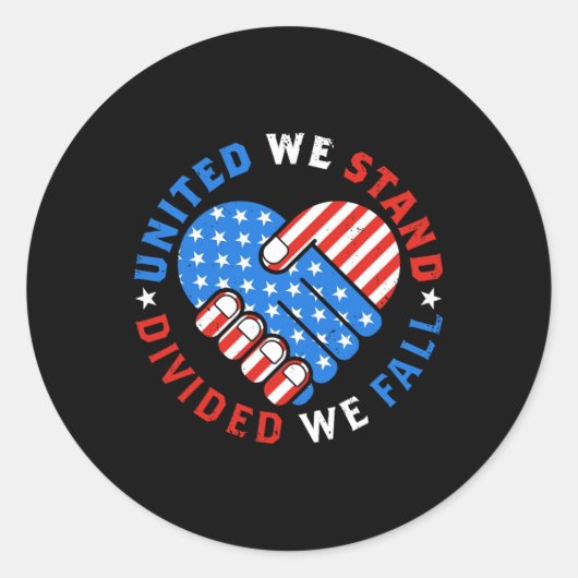 United We Stand Divided We Herfsten Amerikaanse vl Ronde Sticker (Voorkant)