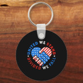 United We Stand Divided We Herfsten Amerikaanse vl Sleutelhanger (Voorkant)