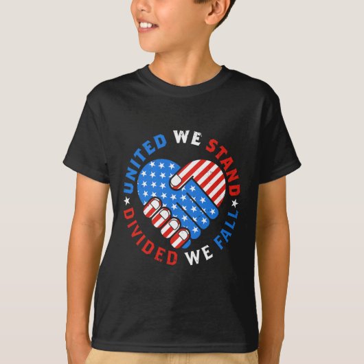 United We Stand Divided We Herfsten Amerikaanse vl T-shirt (Voorkant)