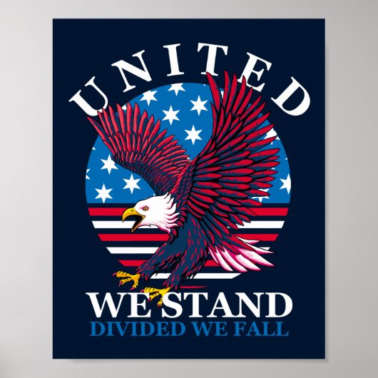 United We stand - Eagle en American Flag Poster (Voorkant)