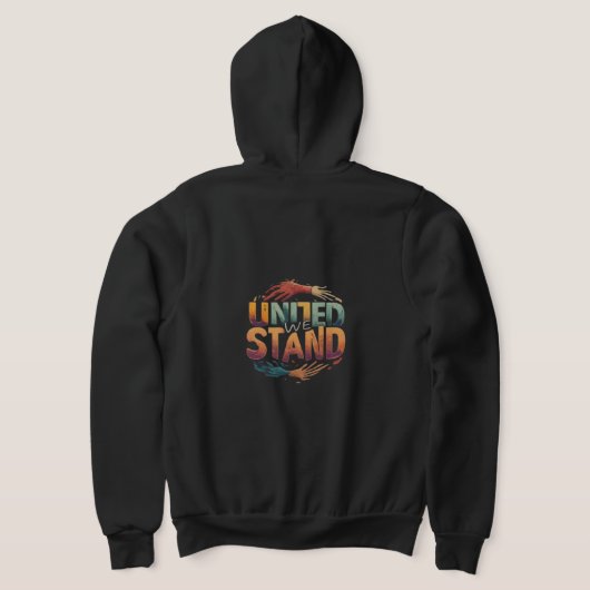 "United We Stand" Full-Zip Hoodie. T-Shirt (Laag Achter)