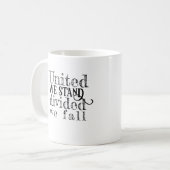 United we stand-gezegde aanmoediging koffiemok (Voorkant links)