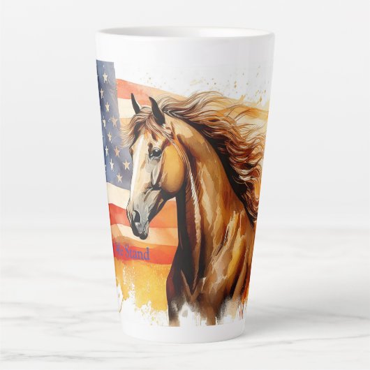 United We Stand Patriotic Horse Latte Mok (Voorkant)