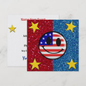 United We Stand - Patriotic Invitation - SRF Kaart (Voorkant / Achterkant)