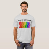 United we stand-Pride vlag met 3D vuist grafisch T-shirt (Voorkant volledig)