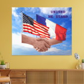 United We Stand USA & France Wrapped Canvas (Insitu (Woonkamer))