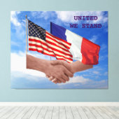 United We Stand USA & France Wrapped Canvas (Insitu (Houten vloer))