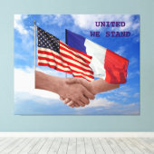 United We Stand USA & France Wrapped Canvas (Insitu (Houten vloer))