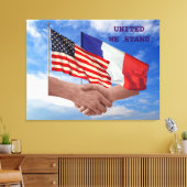 United We Stand USA & France Wrapped Canvas Afdruk (Insitu (Woonkamer))