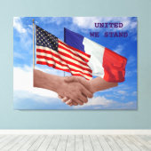United We Stand USA & France Wrapped Canvas Afdruk (Insitu (Houten vloer))