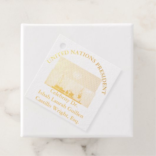 #UNITEDNATIONSPRESIDENT DR. #LAURAHCASTILLOS ESQ. BEDANKJES LABELS (Met doos)
