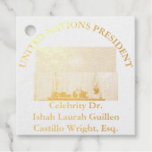 #UNITEDNATIONSPRESIDENT DR. #LAURAHCASTILLOS ESQ. BEDANKJES LABELS (Voorkant)