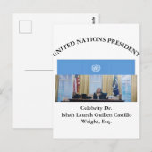 #UNITEDNATIONSPRESIDENT DR. #LAURAHCASTILLOS ESQ. BRIEFKAART (Voorkant / Achterkant)