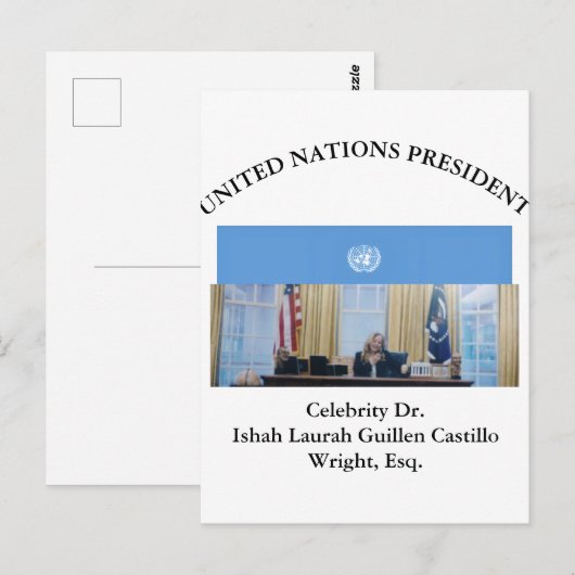 #UNITEDNATIONSPRESIDENT DR. #LAURAHCASTILLOS ESQ. BRIEFKAART (Voorkant / Achterkant)