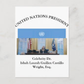 #UNITEDNATIONSPRESIDENT DR. #LAURAHCASTILLOS ESQ. BRIEFKAART (Voorkant)