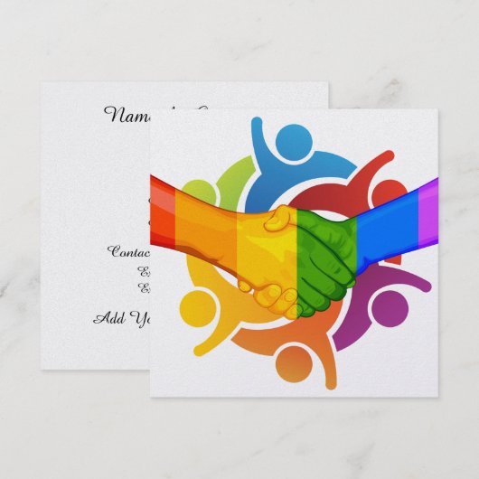 Unity 2 Rainbow Hands uitnodiging (Voorkant / Achterkant)