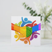 Unity 2 Rainbow Hands uitnodiging (Staand voorkant)