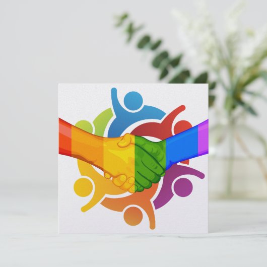 Unity 2 Rainbow Hands uitnodiging (Staand voorkant)