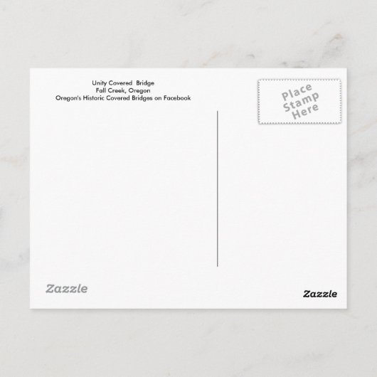 Unity Covered Bridge Briefkaart (Achterkant)