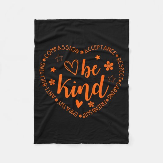 Unity Day Be Kind Kindness Orange Anti Bullying Te Fleece Deken (Voorkant)