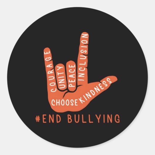 Unity Day Oranje 2021 Anti Bullying Love Sign Lang Ronde Sticker (Voorkant)