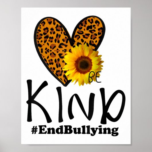 Unity Day Sinaasappel Be Kind Leopard Heart Anti B Poster (Voorkant)