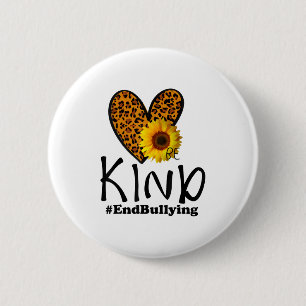 Unity Day Sinaasappel Be Kind Leopard Heart Anti B Ronde Button 5,7 Cm