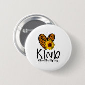 Unity Day Sinaasappel Be Kind Leopard Heart Anti B Ronde Button 5,7 Cm (Voorkant /achterkant)