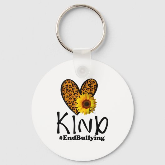 Unity Day Sinaasappel Be Kind Leopard Heart Anti B Sleutelhanger (Voorkant)