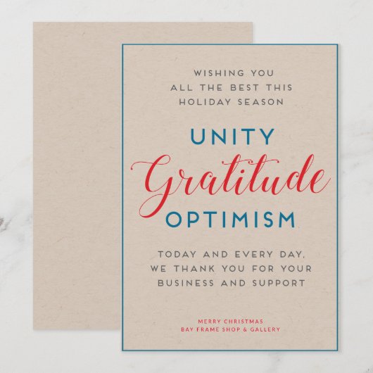 Unity & Gratitude Holiday Kaart (Voorkant / Achterkant)