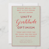 Unity, Gratitude & Optimism Business Holiday Kaart (Voorkant)