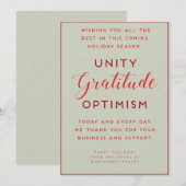 Unity, Gratitude & Optimism Business Holiday Kaart (Voorkant / Achterkant)
