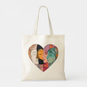 Unity Heart Diverse Faces Line Art Diversity  Tote Bag (Achterkant)